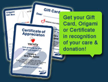 Get Your Gift Card, Origami or Certificate